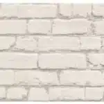 Panneau décoratif effet brique blanche vieillie avec texture rugueuse et joints apparents, idéal pour revêtement mural rustique.