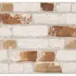 Mosaïque murale imitation briques anciennes, effet rustique blanc cassé et terre cuite écaillée, avec joints fins.