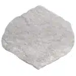 Dalle de pas japonais en pierre naturelle, de forme irrégulière, texture grise claire et rugueuse, isolée sur fond blanc.