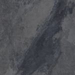 Texture de pierre naturelle ardoise foncée, sombre et rugueuse avec des veines minérales gris-noir contrastées, idéale pour revêtement.